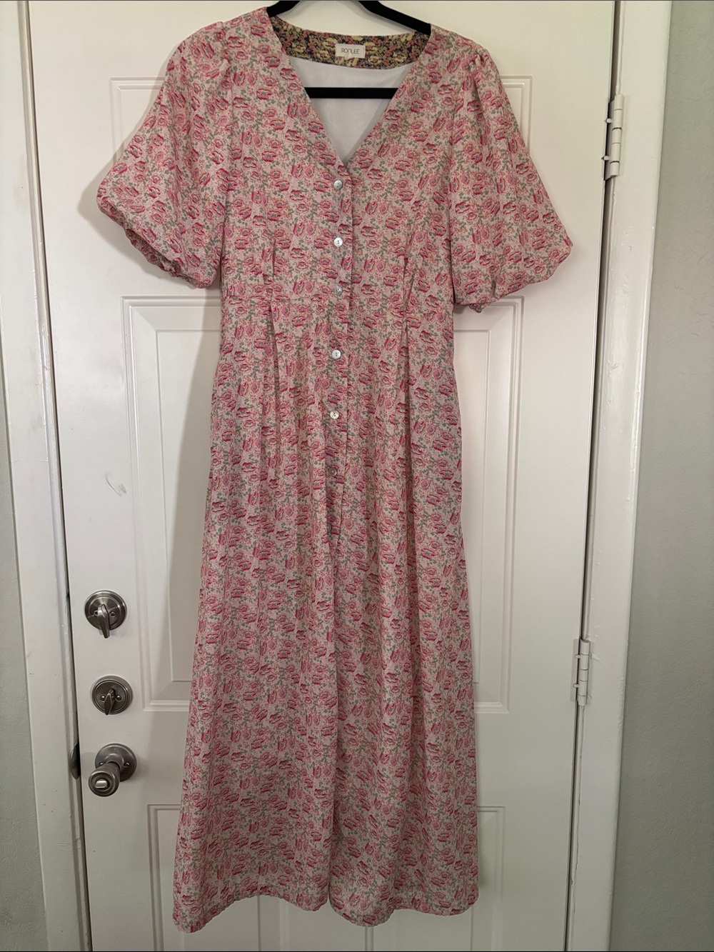 Roolee Pink Floral Midi Dress